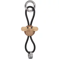 Kay Bojesen Denmark Kay Bojesen - Affe Schlüsselanhänger, Teak geölt / Limba geölt / silber / Leder schwarz