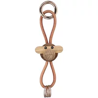 Kay Bojesen Denmark Kay Bojesen - Affe Schlüsselanhänger, Teak geölt / Limba geölt / gold / Leder natur