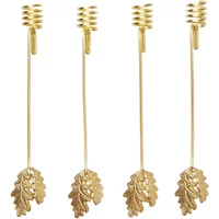 Ferm Living Ferm Living - Oak Leaf Christbaumkerzenhalter, Messing (4er-Set)
