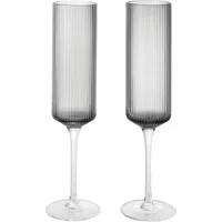 Ferm Living Ferm Living - Ripple Champagnerflöte, smoked grey (2er-Set)