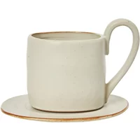 Ferm Living Ferm Living - Flow Tasse mit Untertasse, off-white gesprenkelt