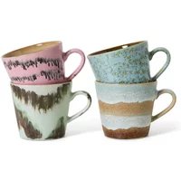 HKliving HKliving - 70's Cappuccino Tassen, 330 ml, dada (4er-Set)