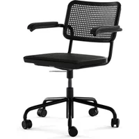 Thonet Thonet - S 64 VDR Drehsessel, Chrom / Buche schwarz gebeizt (TP 29) / Rohrgeflecht mit Kunststoffstützgewebe dark melange