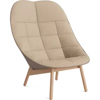 Hay HAY - Uchiwa Quilted Sessel, Eiche / Sitz beige (Naveli 213) / Rücken nougat (Sense Leder)