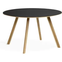 Hay HAY - Copenhague CPH25 2.0 Tisch Ø 120 cm, Eiche lackiert / Linoleum schwarz