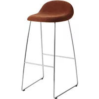 Gubi GUBI - 3D Barstuhl, Edelstahl poliert / braun orange (Belsuede Special FR 133 by Dedar)
