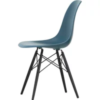 Vitra Vitra - Eames Plastic Side Chair DSW RE, Ahorn schwarz / meerblau (Filzgleiter basic dark)