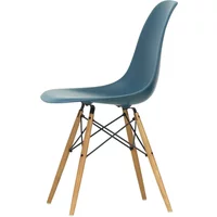 Vitra Vitra - Eames Plastic Side Chair DSW RE, Esche honigfarben / meerblau (Filzgleiter basic dark)
