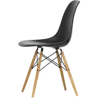 Vitra Vitra - Eames Plastic Side Chair DSW RE, Esche honigfarben / tiefschwarz (Filzgleiter basic dark)