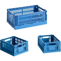 Hay HAY - Colour Crate Korb S + Mini, electric blue, recycled (3er Set)