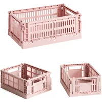 Hay HAY - Colour Crate Korb S + Mini, blush, recycled (3er Set)