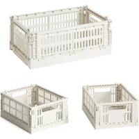 Hay HAY - Colour Crate Korb S + Mini, off white, recycled (3er Set)