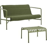 Hay HAY - Palissade Lounge Sofa mit Quilted Cushion + Ottoman, olive