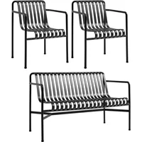 Hay HAY - Palissade Dining Bench + 2x Dining Armchair, anthrazit