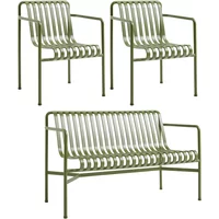 Hay HAY - Palissade Dining Bench + 2x Dining Armchair, olive