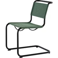 Thonet Thonet - S 33 V Stuhl, tiefschwarz / malachit (Stoff Rohi Cento)
