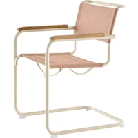 Thonet Thonet - S 34 V Armlehnstuhl, perlweiß / lotus (Stoff Rohi Cento) / Armlehne Eiche geölt
