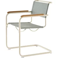 Thonet Thonet - S 34 V Armlehnstuhl, perlweiß / ray (Stoff Rohi Cento) / Armlehne Eiche geölt