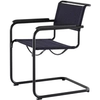 Thonet Thonet - S 34 V Armlehnstuhl, tiefschwarz/ deep (Stoff Rohi Cento) / Armlehne Eiche gebeizt