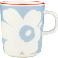 Marimekko Marimekko - Oiva Juhla Unikko Becher mit Henkel, 250 ml, white / lt.blue / orange red