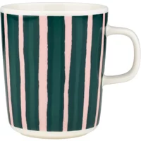 Marimekko Marimekko - Oiva Piccolo Becher mit Henkel, 250 ml, white / pink / dark green
