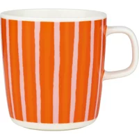 Marimekko Marimekko - Oiva Piccolo Becher mit Henkel, 400 ml, weiß / pink / orange