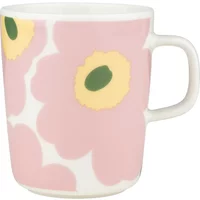 Marimekko Marimekko - Oiva Unikko Becher mit Henkel 250 ml, weiß / pink / hellgelb