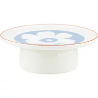 Marimekko Marimekko - Oiva Unikko Servierplatte mit Fuß, Ø 24 cm, weiß / hellblau / orange
