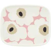 Marimekko Marimekko - Oiva Unikko Servierplatte, 15 x 12 cm, white / pink / sand / charcoal