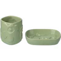Marimekko Marimekko - Unikko Seifenschale und Zahnputzbecher, pear