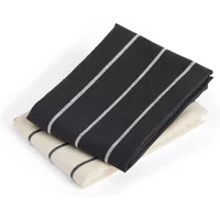 Hay HAY - Outdoor Market Geschirrtuch, schwarz mit beigen Streifen (2er Set)
