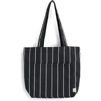 Hay HAY - Outdoor Market Tote Bag M, schwarz mit beigen Streifen