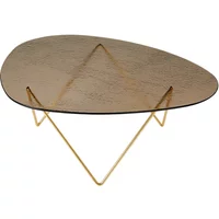 Gubi GUBI - Pedrera Couchtisch, Messing semi matt / Glas struktruiert bronze