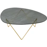 Gubi GUBI - Pedrera Couchtisch, Messing semi matt / Glas struktruiert smoke
