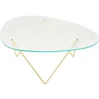Gubi GUBI - Pedrera Couchtisch, Messing semi matt / Glas struktruiert transparent