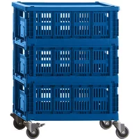 Hay HAY - Colour Crate Beistelltisch auf Rollen, medium, electric blue, recycled