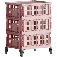 Hay HAY - Colour Crate Beistelltisch auf Rollen, medium, blush, recycled