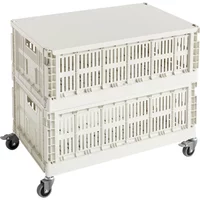 Hay HAY - Colour Crate Beistelltisch auf Rollen, large, off white, recycled
