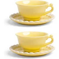 &klevering &klevering - Whip Tasse mit Untertasse, 150 ml, gelb (2er-Set)