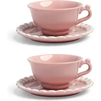 &klevering &klevering - Whip Tasse mit Untertasse, 150 ml, pink (2er-Set)