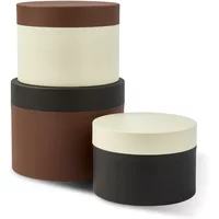 POLSPOTTEN POLSPOTTEN - Round Metal Caps And Jars Vorratsdose 3er Set, dunkelbraun
