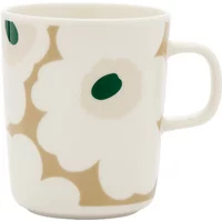 Marimekko Marimekko - Oiva Unikko Becher mit Henkel 250 ml, weiß / beige / light sand / dunkelgrün