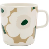 Marimekko Marimekko - Oiva Unikko Becher mit Henkel, 400 ml, weiß / beige / light sand / dunkelgrün