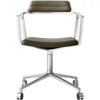 Vipp Vipp - 452 Swivel Drehstuhl auf Rollen, Aluminium poliert / Leder bosco grün