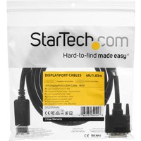StarTech DisplayPort to DVI Cable - 6ft / 2m - 1920 x 1200 - M/M – DP to DVI Adapter Cable – Passive DisplayPort Monitor Cable (DP2DVI2MM6) - video adapter cable - DVI-D to DisplayPort - 1.8 m