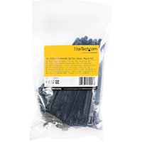 StarTech.com 12cm(5") Reusable Cable Ties, 7mm(1/4") wide, 30mm(1-1/8") Bundle Dia. 22kg(50lb) Tensile Strength, Releasable Nylon Ties, Indoor/Outdoor, 94V-2/UL Listed, 100 Pack, Black - Nylon 66 Plastic - TAA (CBMZTRB5BK) - cable tie - TAA Compliant