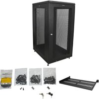 StarTech.com 24U Server Rack Cabinet, 4-Post Adjustable Depth (2" to 30") Network Equipment Rack Enclosure w/Casters/Cable Management/Shelf/Locking Dell PowerEdge, HP ProLiant ThinkServer - 24U Rack Cabinet (RK2433BKM) - rack - 24U
