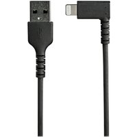 StarTech.com 3ft (1m) Durable USB A to Lightning Cable, Black 90° Right Angled Heavy Duty Rugged Aramid Fiber USB Type A to Lightning Charging/Sync Cord, Apple MFi Certified, iPhone 12 Pro - iPhone 7/8/11/11 Pro - Lightning cable - Lightning / USB - 1 m