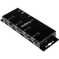 StarTech.com 4 Port USB to Serial RS232 Adapter - Wall Mount - Din Rail - COM Port Retention - FTDI USB to DB9 RS232 Hub (ICUSB2324I) - serial adapter - USB 2.0 - RS-232 x 4
