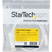 StarTech.com 2m 6 ft White Mini DisplayPort to DisplayPort 1.2 Adapter Cable M/M - DisplayPort 4k with HBR2 support - Mini DP to DP Cable (MDP2DPMM2MW) - DisplayPort cable - 2 m